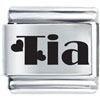 Aunt Tia Heart Laser Italian Charm