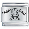 Adorable  Mom  Dad Baby Laser Italian Charm