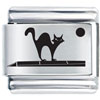 Mysterious Cat And Moon  Laser  Italian Charm