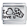 I  Love   You  Heart Tie Laser Italian Charm