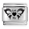 Let Heart Fly Butterfly Laser Charm Laser Italian Charm