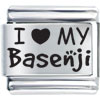 I Heart( love )  My  Basenji Laser Italian Charm