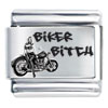 Biker Bitch And Motorcycle Laser Italian Charm L_SH201
