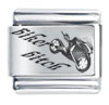 Biker Bitch And Motorcycle Laser Italian Charm