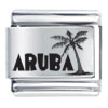 Aruba Black Text And Palm Tree Laser Italian Charm