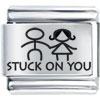 customers - Phrase Stuck On You Laser Italian Charm Bracelets L_SH33