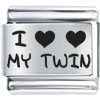 I Heart Heart My Twin Laser Italian Charm