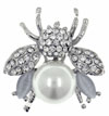 White Bumble Bee  Pearl   Brooch 