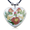  White   Heart  Cloisonne Pendant