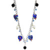 Blue Millefiori Murano Glass Hearts Necklace