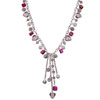 heart necklace - Pink Silver Foil Hearts Murano Glass  Necklace 
