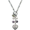 Silver Tone Heart With Millefiori Murano Glass Necklace
