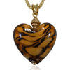 Amber Zebra Stripe Heart Murano Glass Necklace