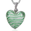 White And Green Striped Heart Murano Glass Necklace