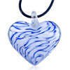 Royal Blue Striped Heart Murano Glass Necklace