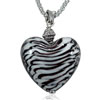 Black And White Striped Murano Glass Necklace