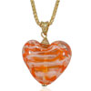 Orange Striped Heart Murano Glass Necklace
