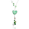 heart necklace - Green And White  Heart  Lampwork Murano Glass  Necklace 