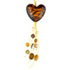 Black Striped Amber Heart Murano Glass Necklace