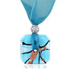 Aqua Baby Blue Amulet  Murano   Glass  Necklace