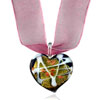 Purple With Gold Foil Heart Murano Glass Necklace