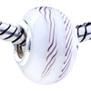  White  And Brown Striped Murano Glass European Beads