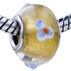 Gold Foil Blue Texture Flower Translucent Doan Murano Glass European Beads