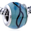 Dark Blue Criss Cross Lines Translucent Murano  Glass   European   ... 