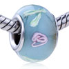 Pink And Green Flower Murano Glass European Beads