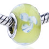 White And Blue Spiral Flower Translucent Murano Glass European Beads