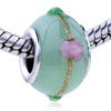 Pink And Green Texture Dot Murano Glass European Beads