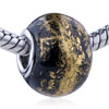 Golden Glittering Flower Translucent Murano Glass European Beads