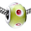Red Texture Dots Murano Glass European  Beads 