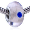 Translucent Blue Dots Murano Glass European  Beads 