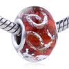 Translucent White Flower Brown Murano Glass European Beads