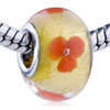 Gold Foil Red Flower Translucent Murano Glass European Beads