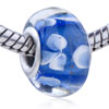 Translucent White Flower Blue Murano Glass European Beads