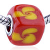 Yellow Spiral Flower  Red   Murano  Glass European Beads