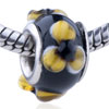 Yellow And Dark Brown Texture Flower Murano Glass European Beads