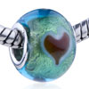 Silver Foil Dark Red Heart Translucent Murano Glass European Beads
