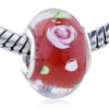  Red  Pink  Flower  And Green Leaf Translucent Murano Glass  ... 