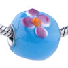 Pink Texture Flower Murano Glass European  Beads 