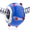 White Stripes  Red  Texture Dot  Murano   Glass  European Beads