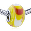 White And  Red  Crescent  Murano  Glass European Beads