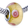  Gold  Foil Pink Circle Translucent Murano Glass European Beads