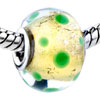  Gold  Foil Green Dots Translucent Murano Glass European Beads