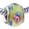  Pink   Flower  And Blue Leaf Translucent Murano Glass European  ... 