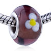 White And Yellow Texture Flower Murano Glass European Beads