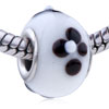 Black Texture Flower Murano Glass European Beads