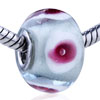  Red  And White Tulip  Murano   Glass  European Beads